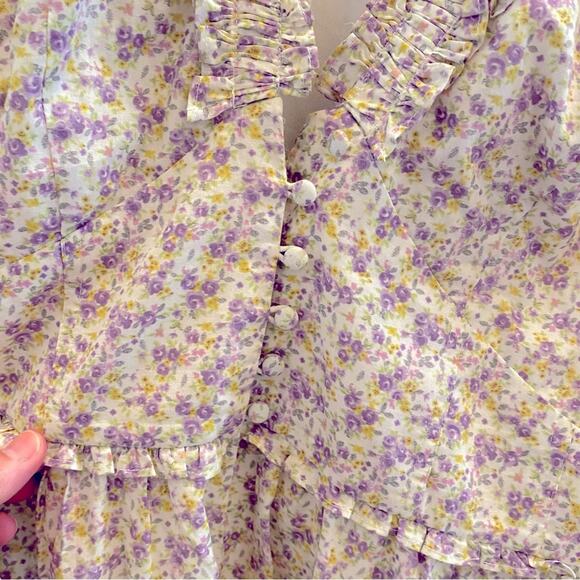 $278 LINI Melissa Cotton Dress Lavender Floral Small Bloomingdales LG EUC - Picture 11 of 12